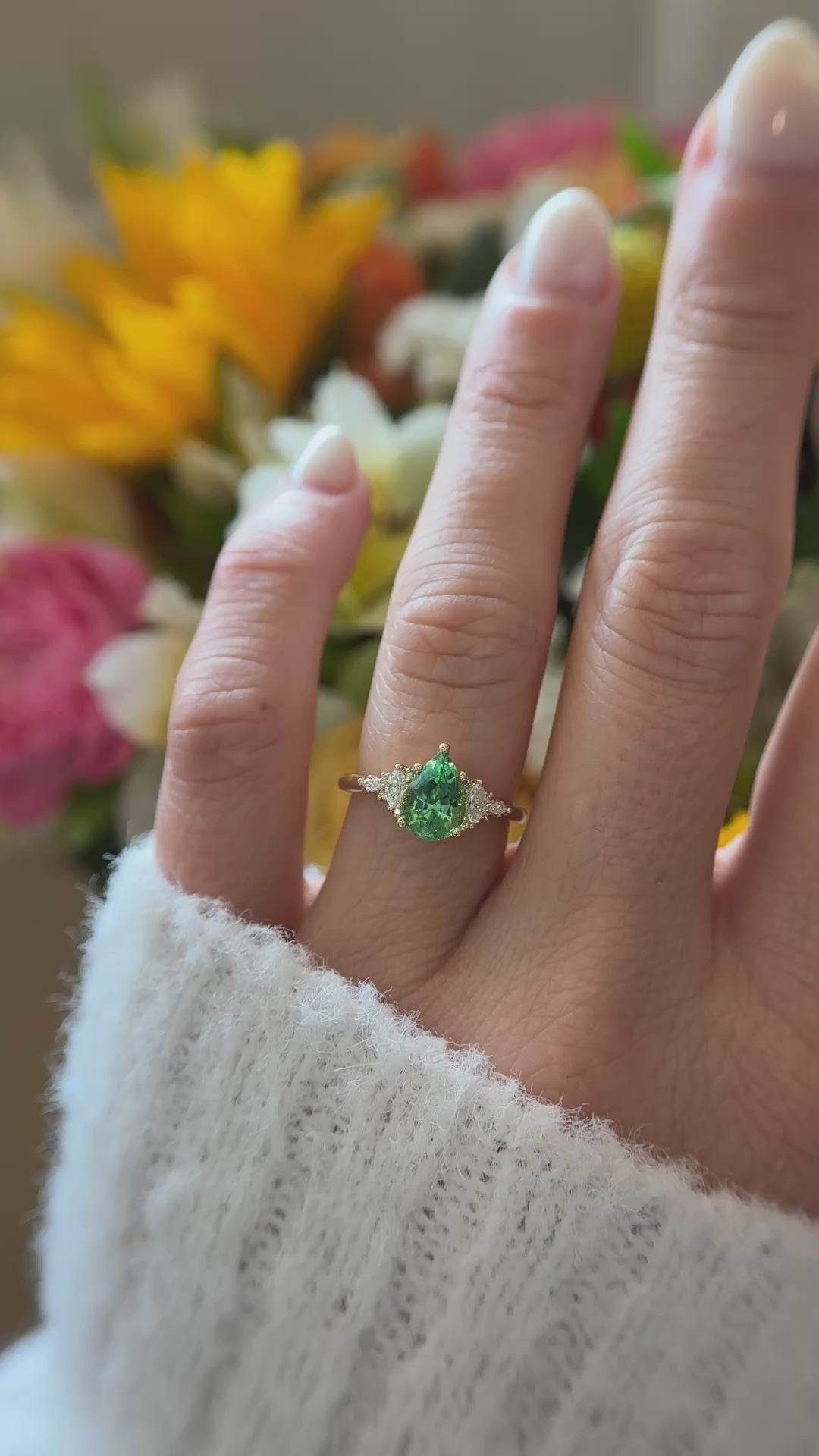 The Maeve Ring | 1.53 CT Pear Lagoon/Green Tourmaline