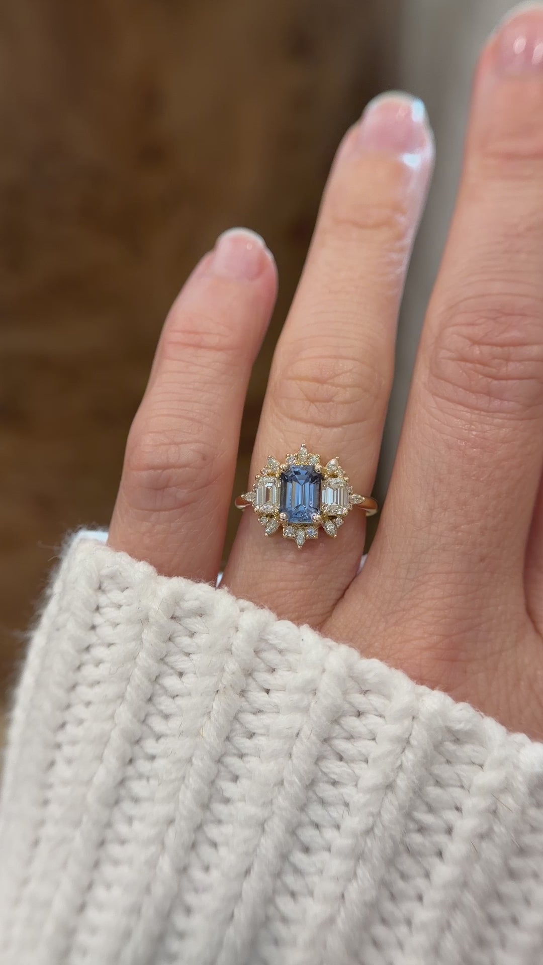The Marial Ring | 1.51 Cornflower Blue Emerald Cut Sapphire