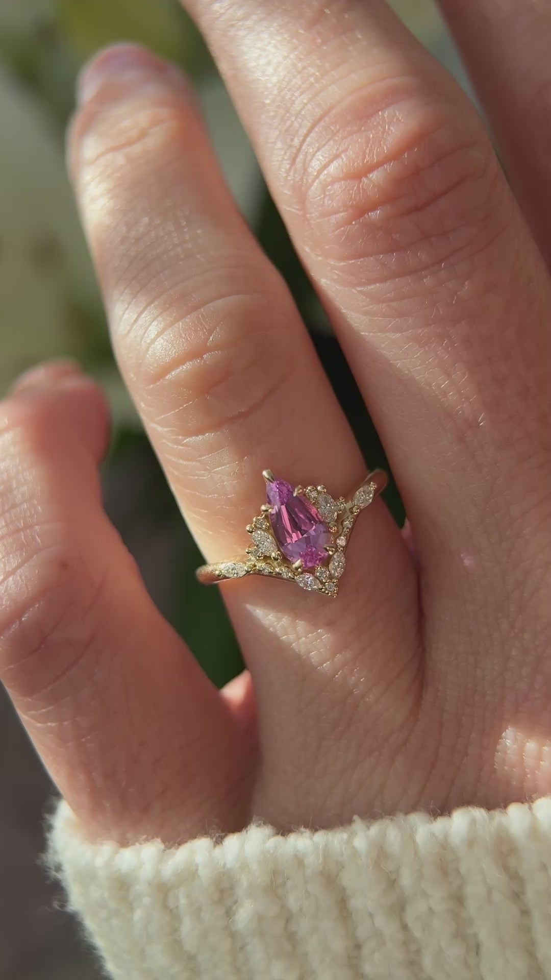 The Aurora Ring | 0.9 CT Pear Pink Sapphire