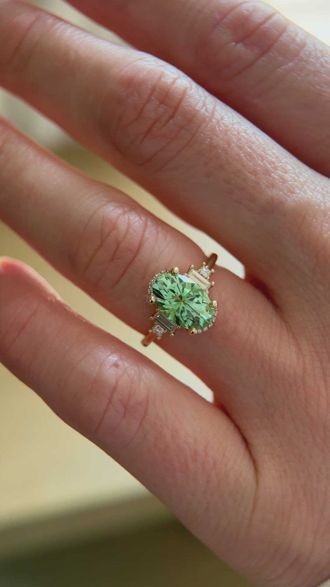 The Sura 2.7 CT Oval Mint Green Tourmaline Ring