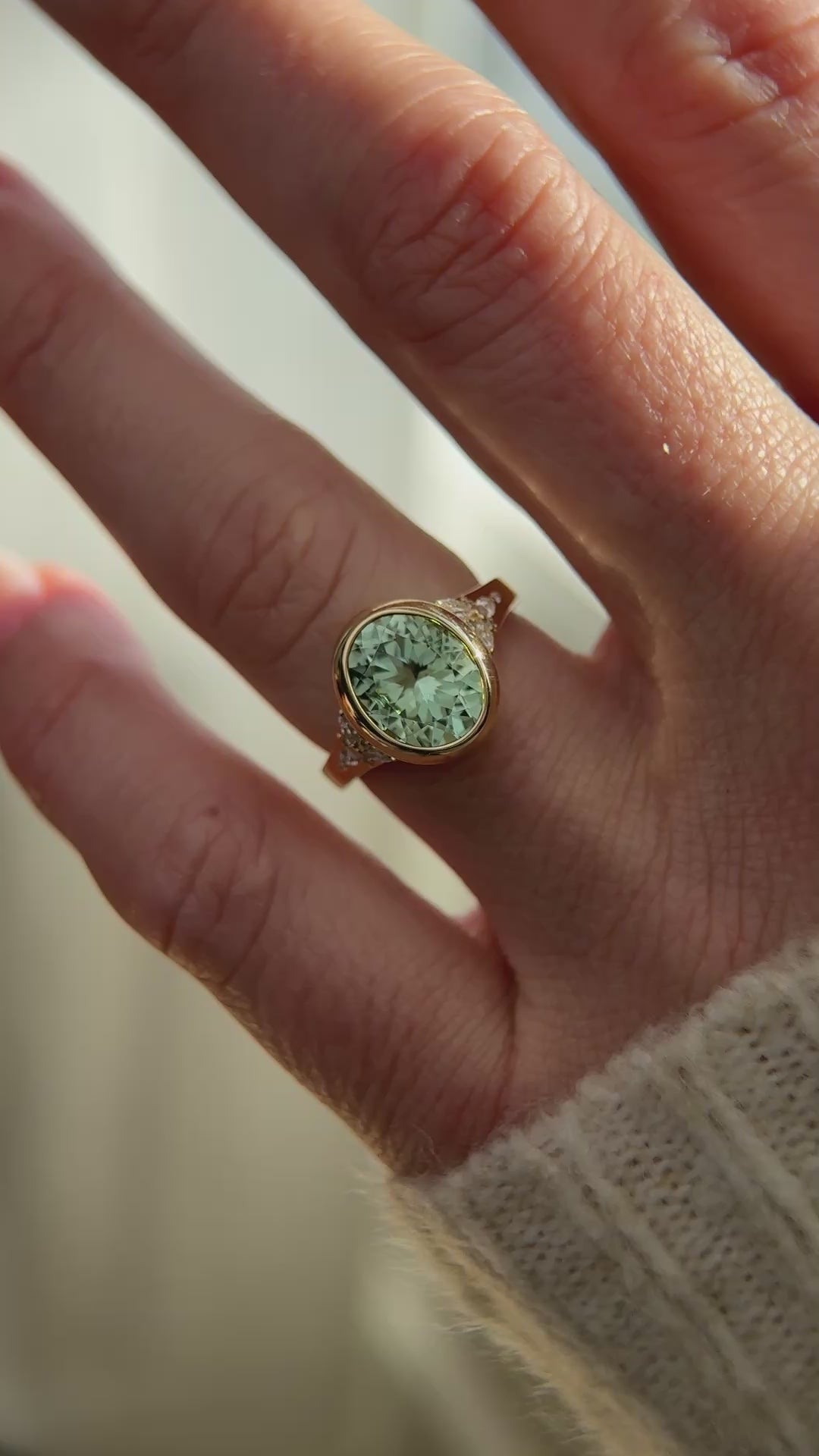 The Daylight Ring | 3.06 Oval Cut Mint Green Tourmaline