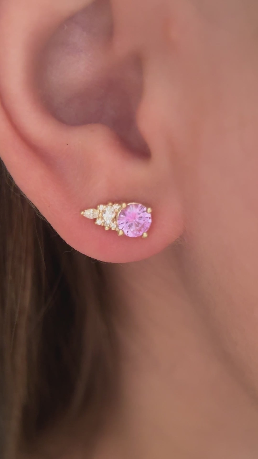 The Maeve Stud Earrings | Pink Round Sapphire