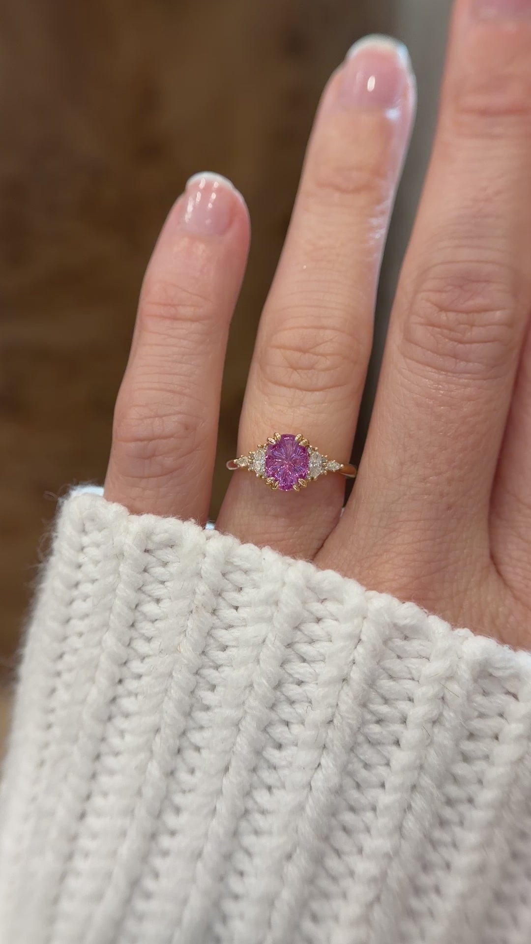 The Maeve Ring | 1.66 CT Oval Hot Pink Fantasy Sapphire