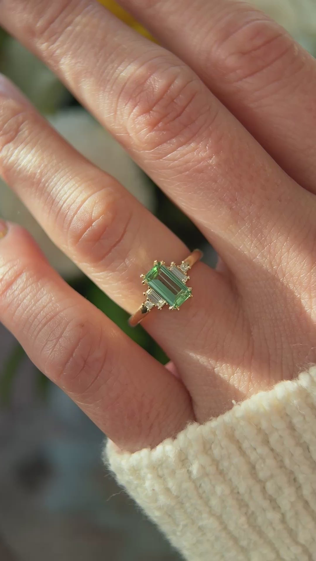 The Mira Ring | 1.38 CT Emerald Cut Lagoon Tourmaline