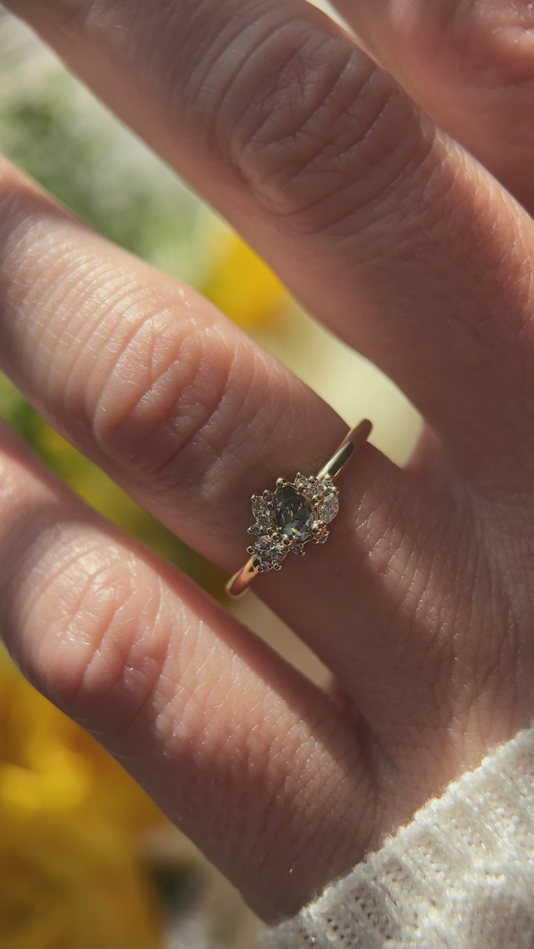 The Cosma Ring | Teal Pear Sapphire