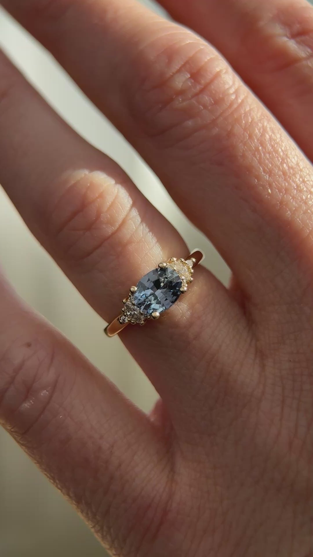 The Low Maren Ring | 1.23 CT Blue Oval Sapphire - east/west