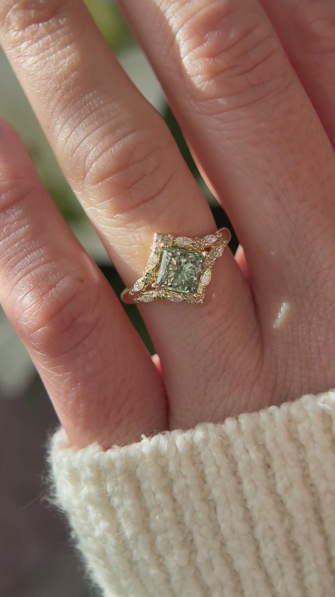 The Oracle Ring | 1.5 CT Princess Green Diamond