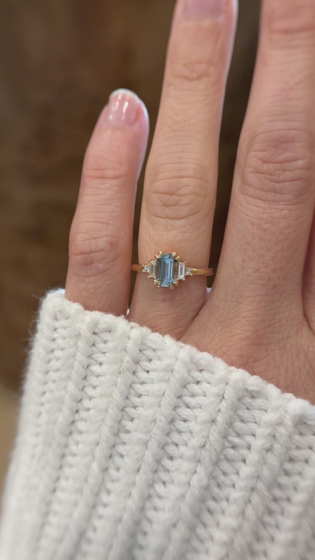 The Mira Ring | 1.22 CT Emerald Cut Pale Blue Sapphire