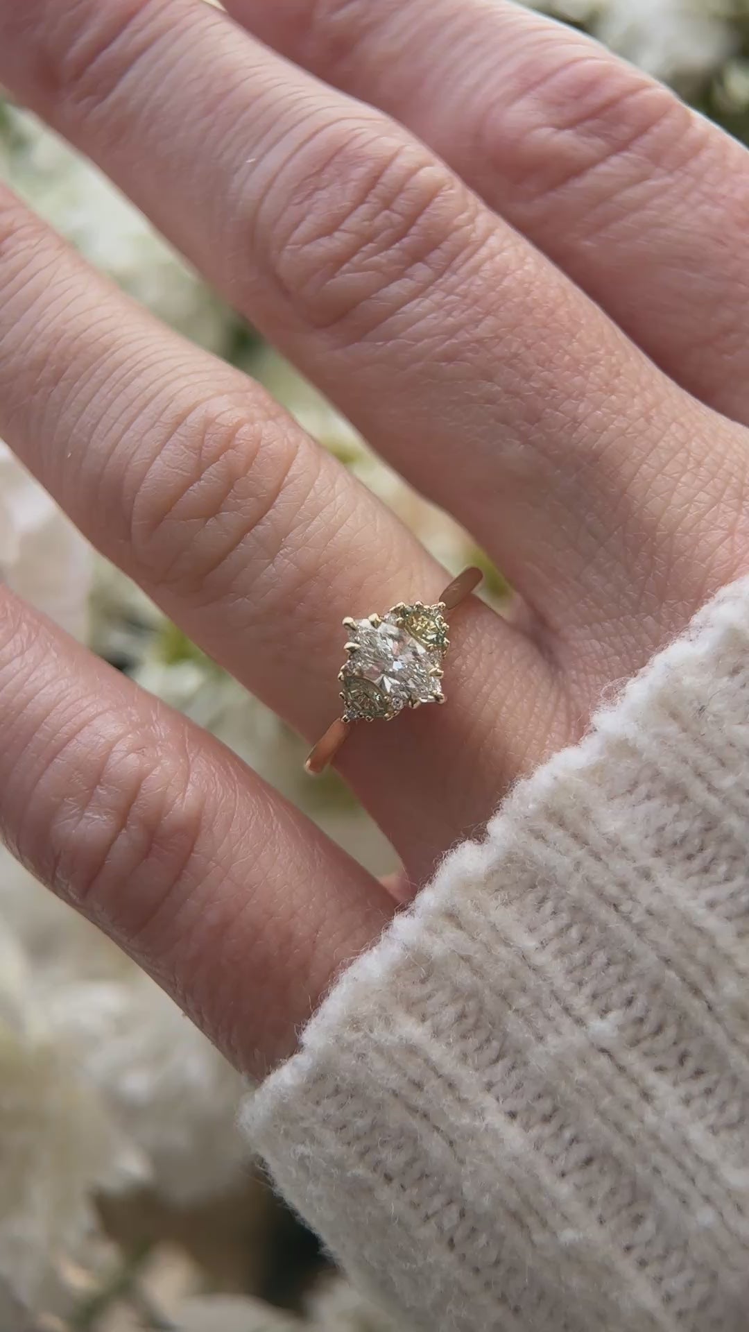 The Maren Ring | Marquise Diamond + Green Sapphire