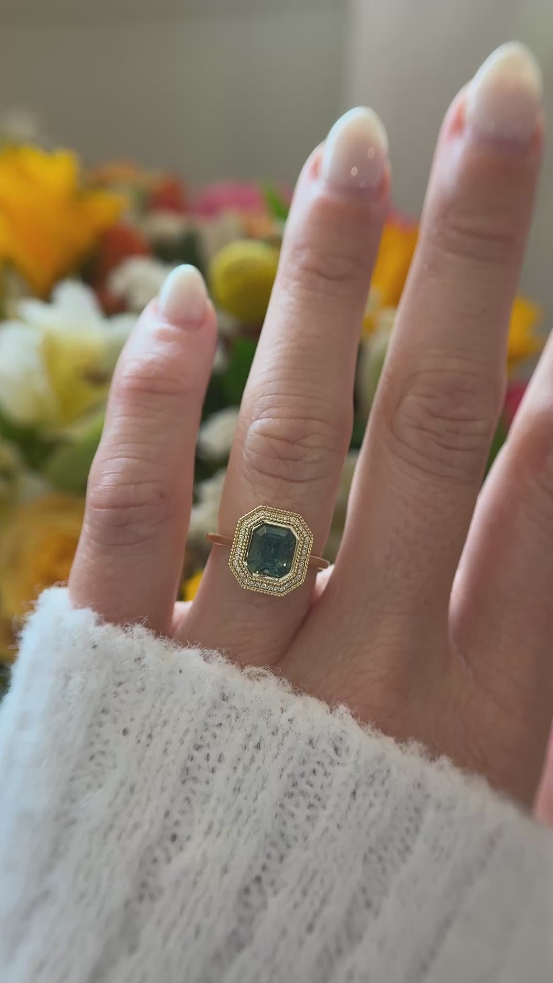 The Satine Ring | 2.16 CT Square Emerald Teal Sapphire
