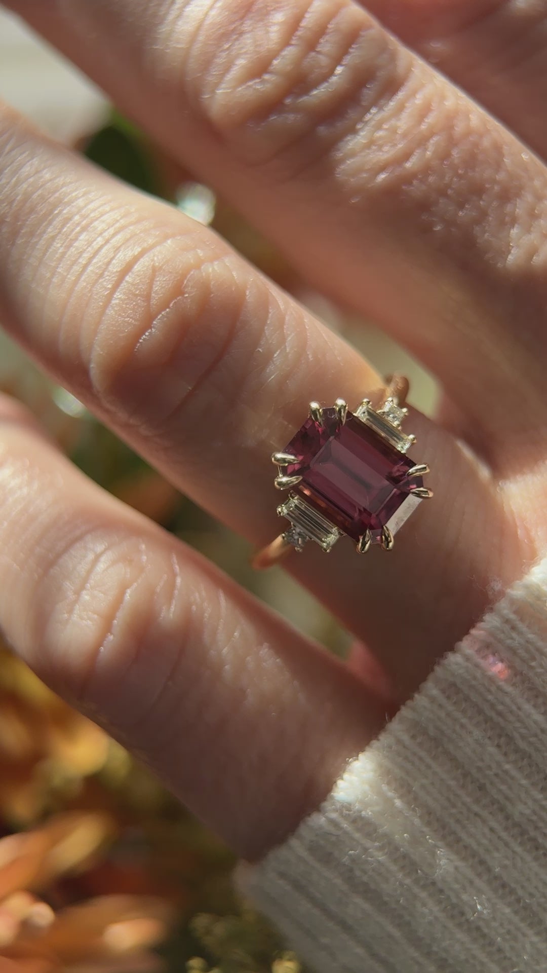 The Mira Ring | 4.78 CT Emerald Cut Red Zircon