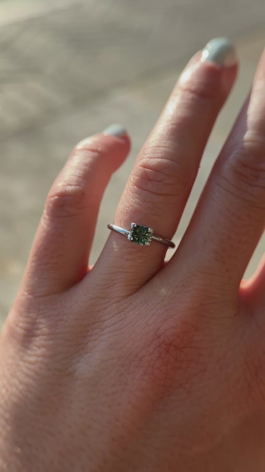 0.61 CT Square Starbrite™ Cut Green Australian Sapphire