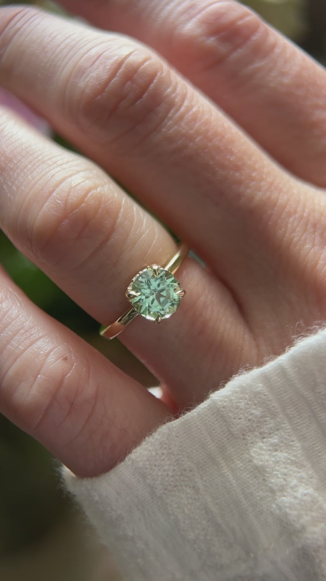 The Hidden Halo Ring - 1.7 CT Round Seafoam Tourmaline
