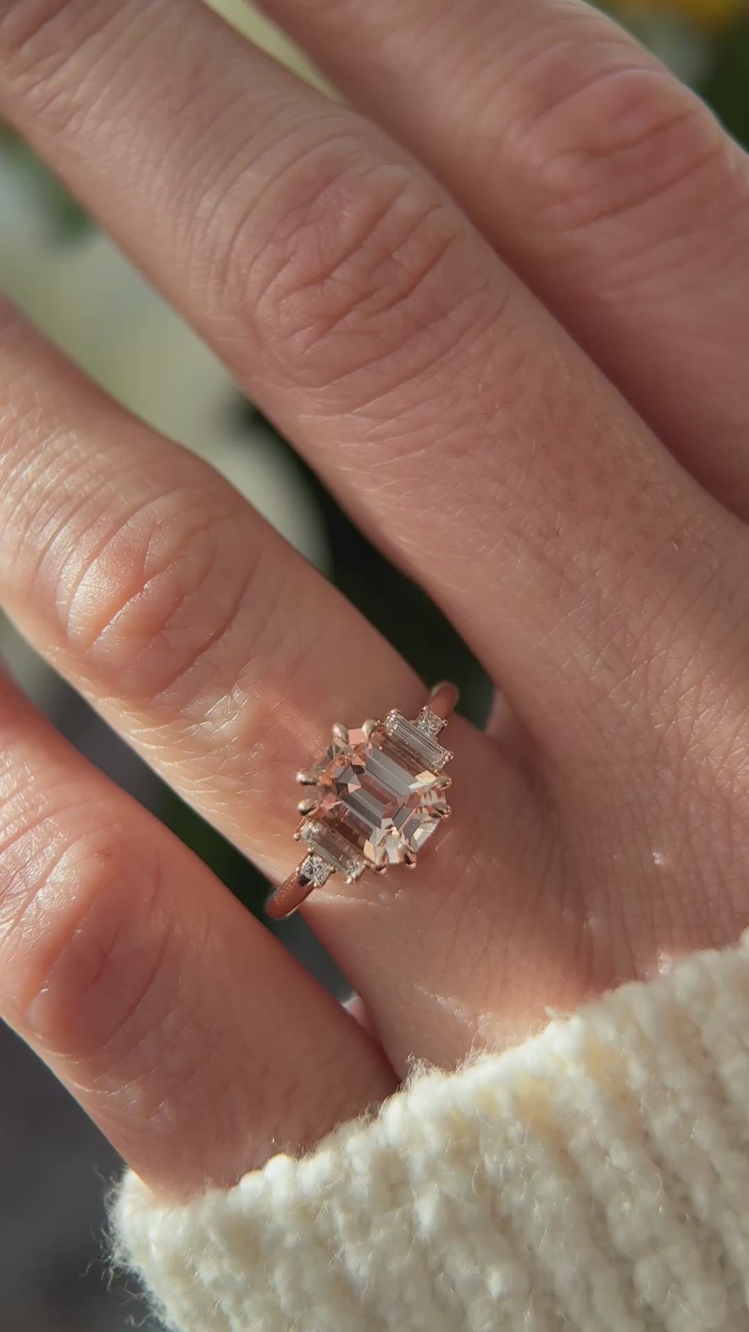 The Mira Ring | 1.48 CT Emerald Cut Morganite