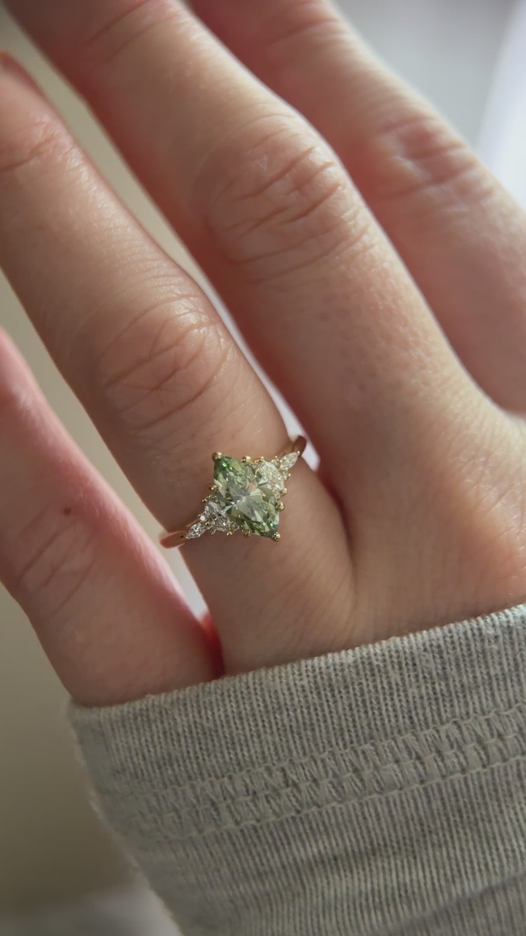 The Maeve 1 CT Marquise Green Lab Diamond Ring