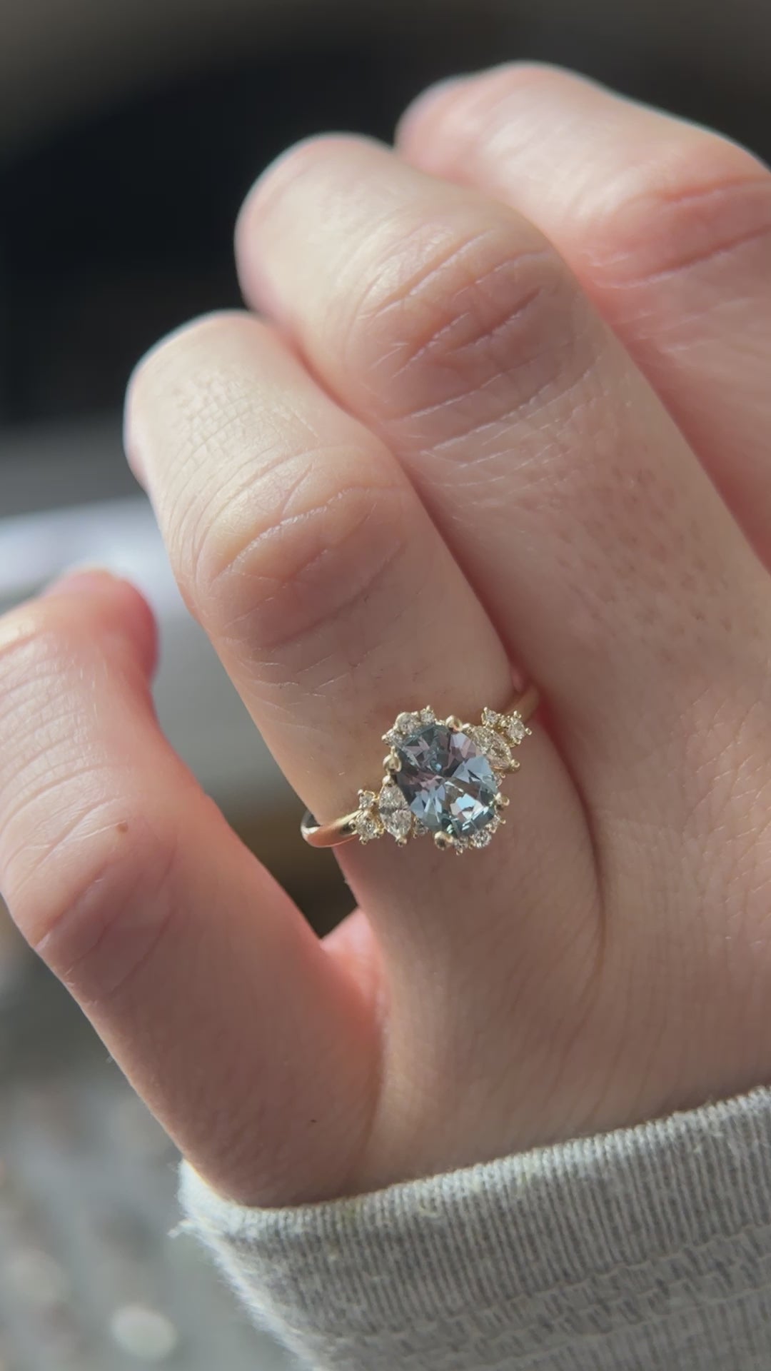 The Naevia 1.15 CT Oval Light Blue Sapphire Ring