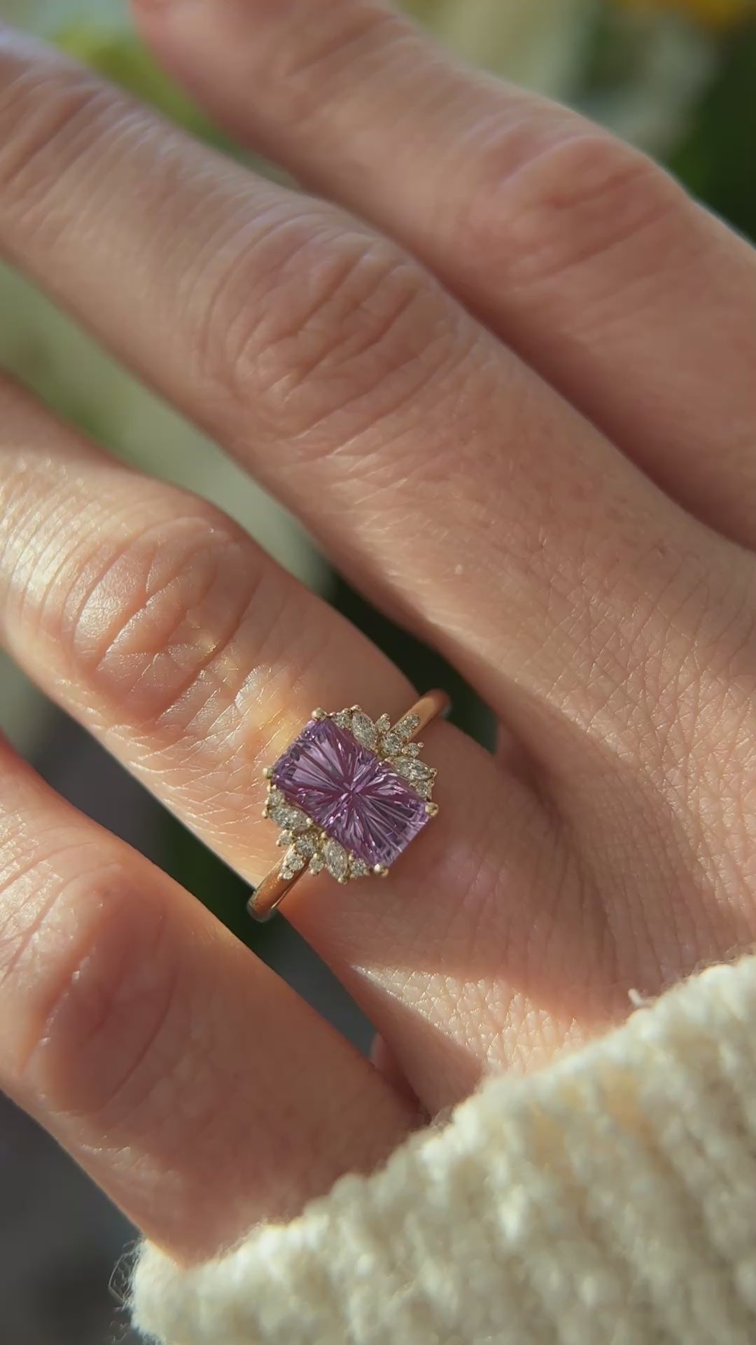 The Reverie Ring | 2.2 CT Rectangular Starbrite™ Purple Sapphire