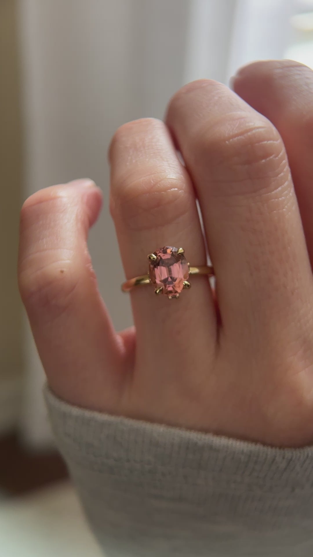 The Compass Ring - 2.57 CT Oval Pink Peach Tourmaline