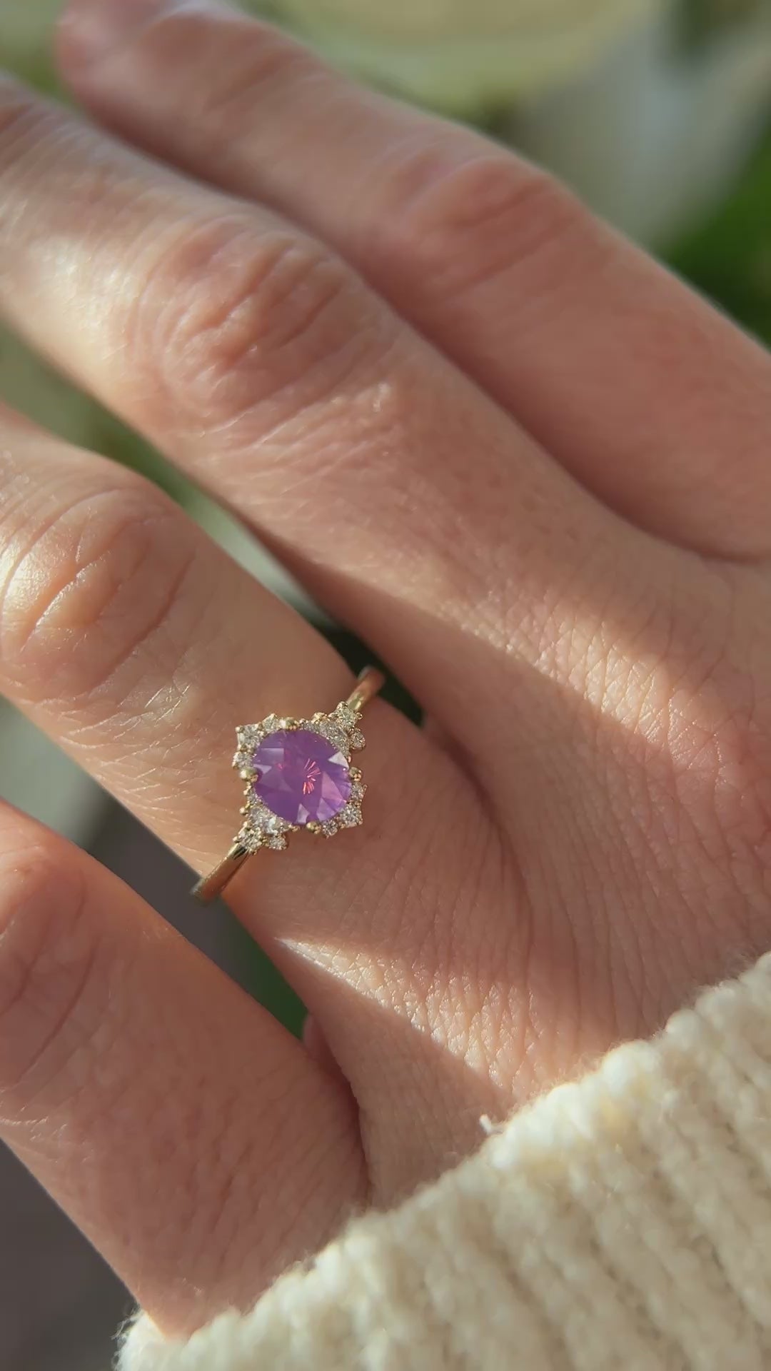 The Naevia Ring | 1.31 CT Oval Pink Opalescent Sapphire