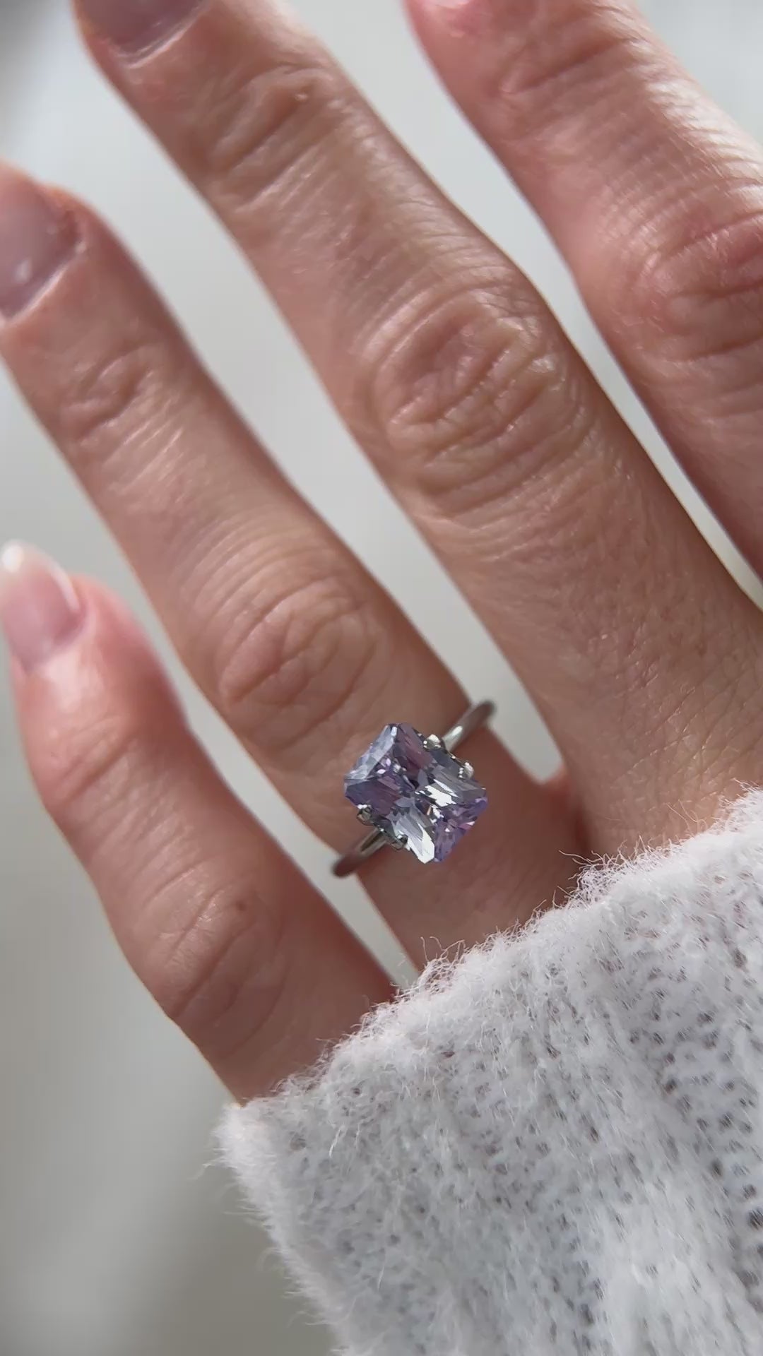 3.14 CT Radiant Cut Light Purple Sapphire