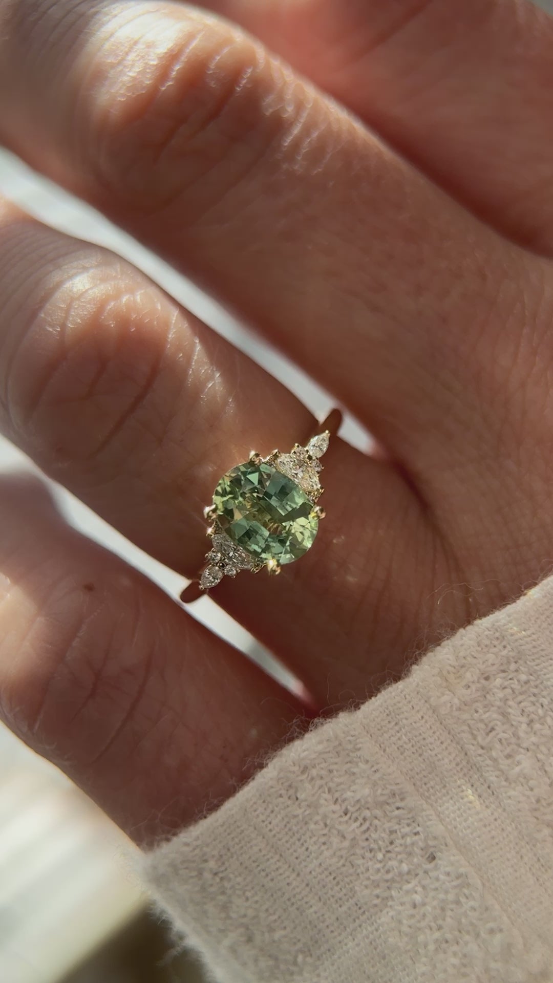 The Maeve Ring - 1.5 CT Teal Green Oval Sapphire