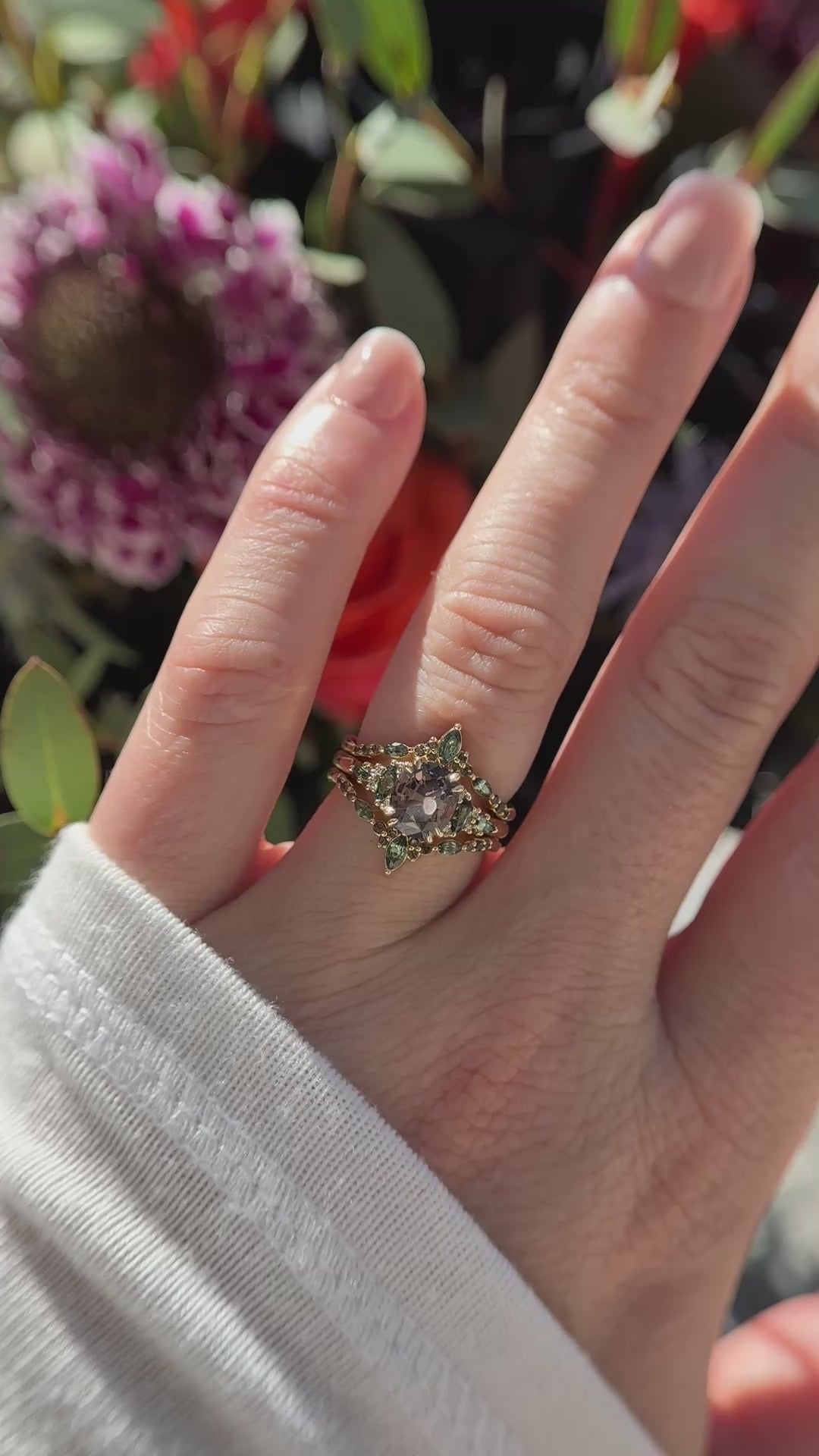 The Fall Maeve Wedding Set | 1.59 CT Oval Brown Sapphire