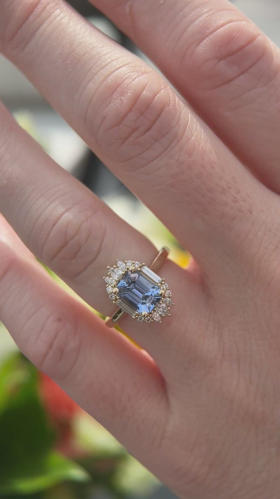 The Georgia Ring | 1.89 CT Emerald Cut Blue Sapphire