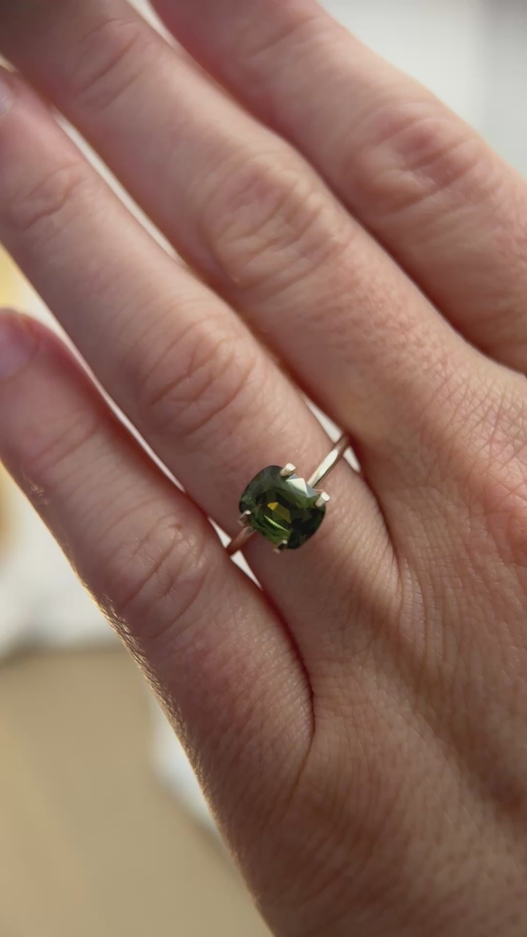 2.18 CT Cushion Cut Green Australian Sapphire