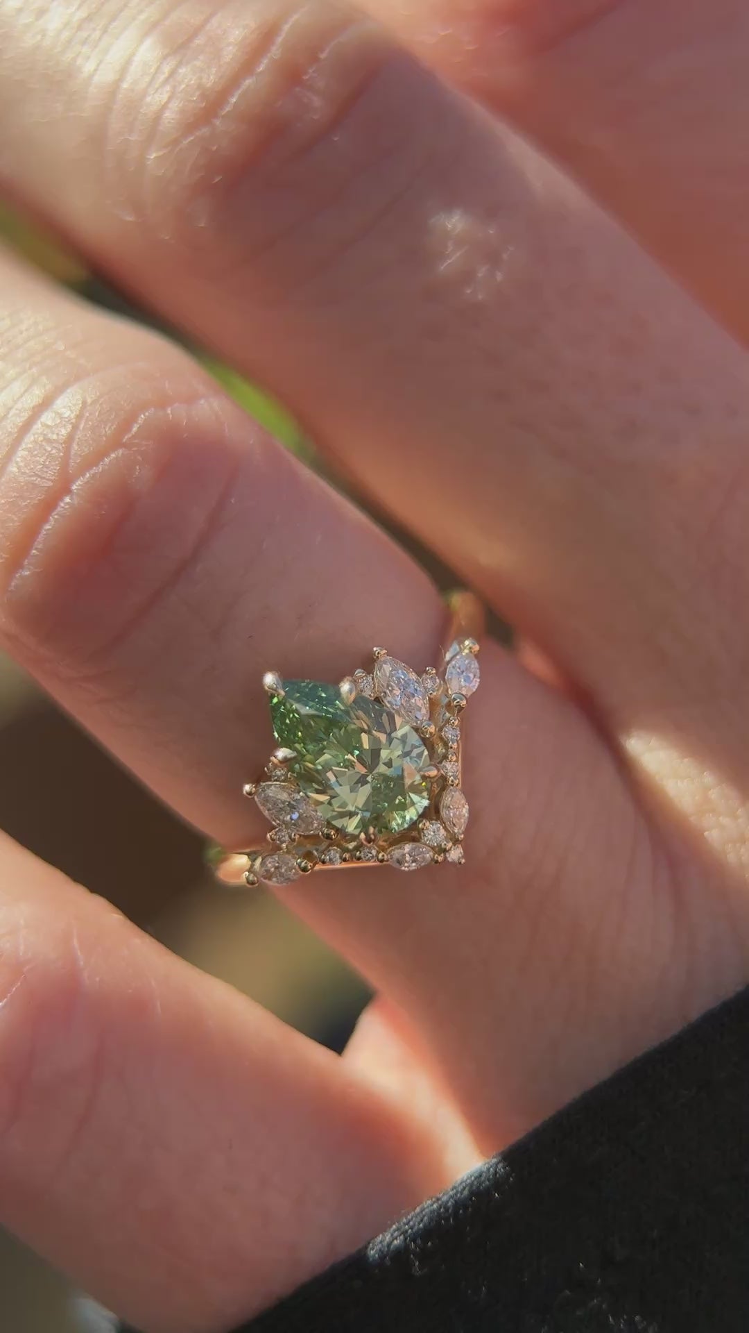 The Aurora Ring | 1.2 CT Pear Green Diamond