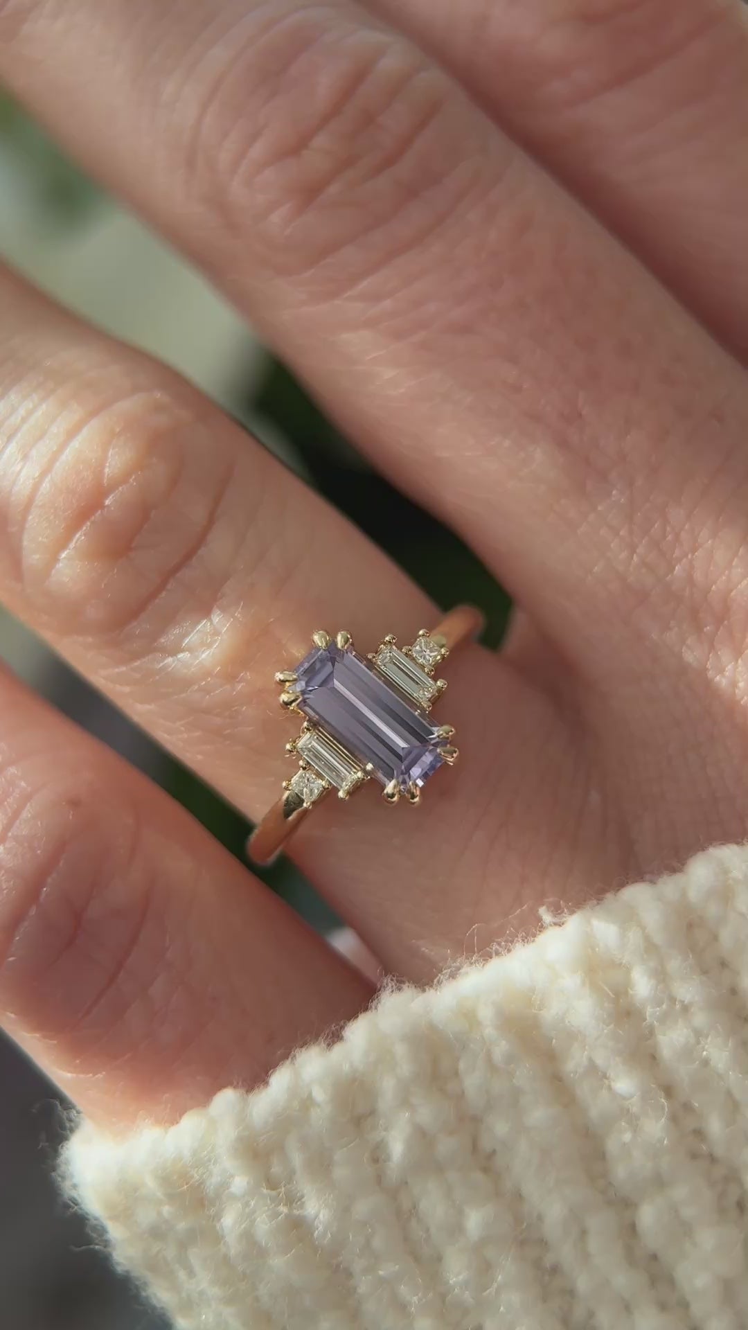 The Mira Ring | 1.44 CT Emerald Cut Purple Sapphire