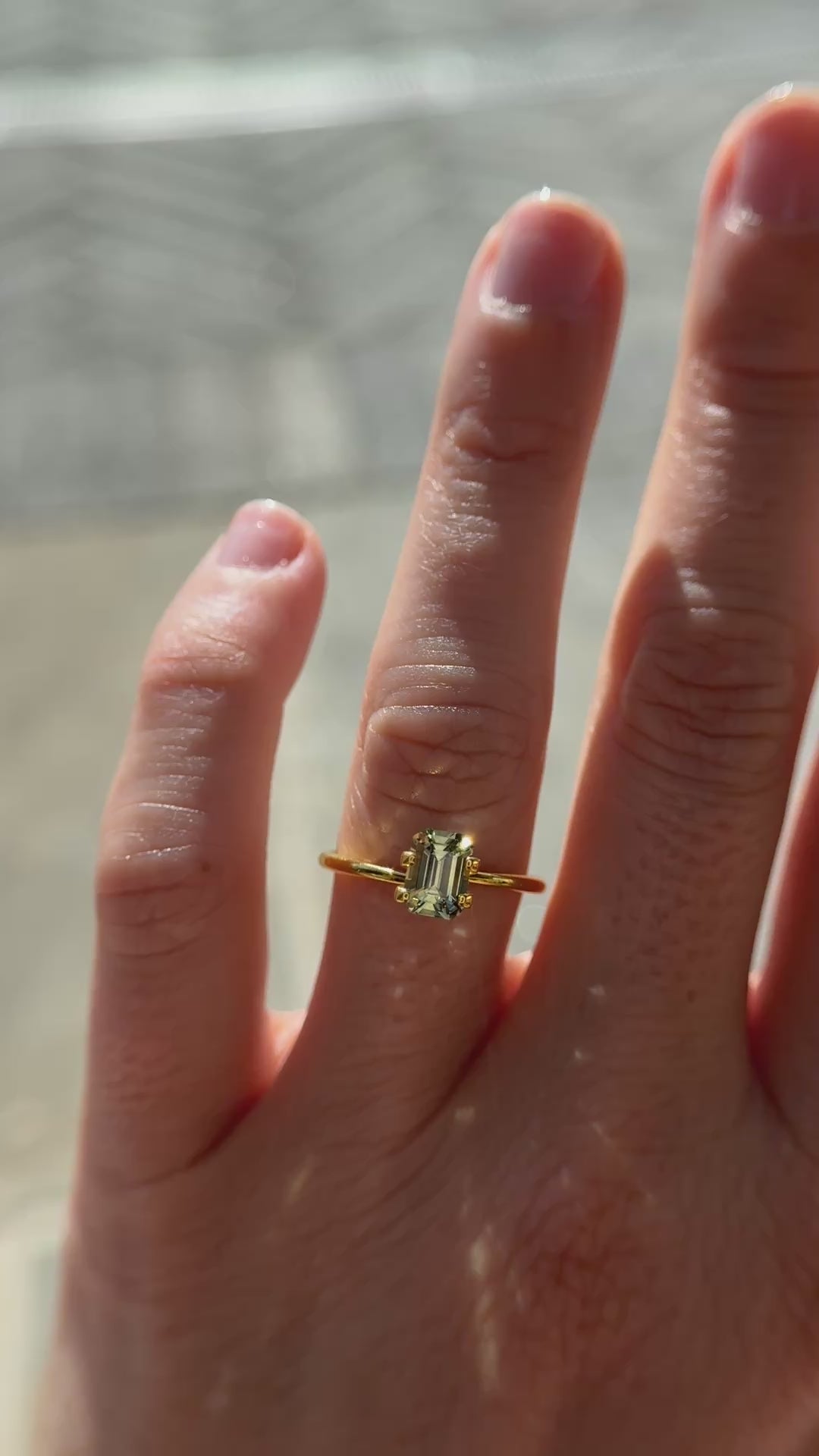 1.19 CT Emerald Cut Bicolor Green Sapphire