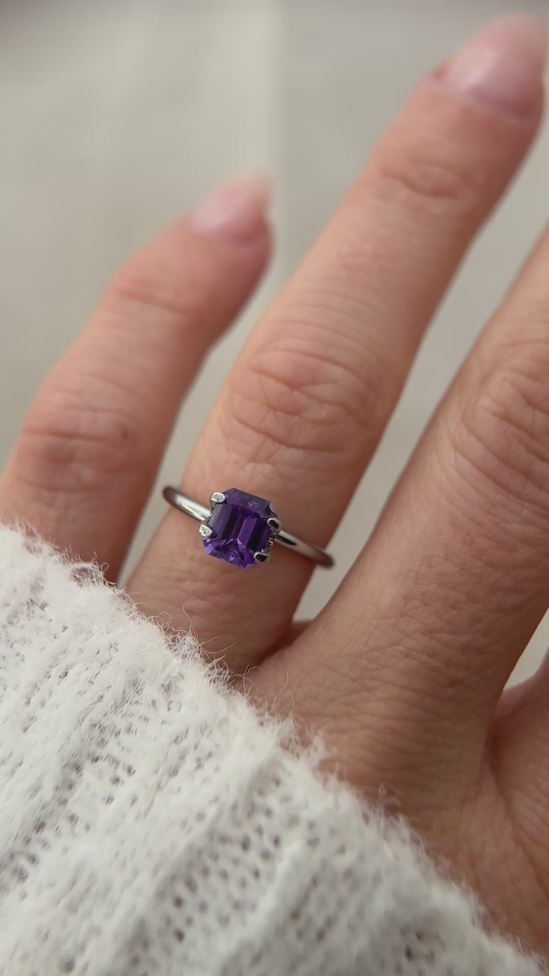 1.57 CT Emerald Cut Deep Purple Sapphire