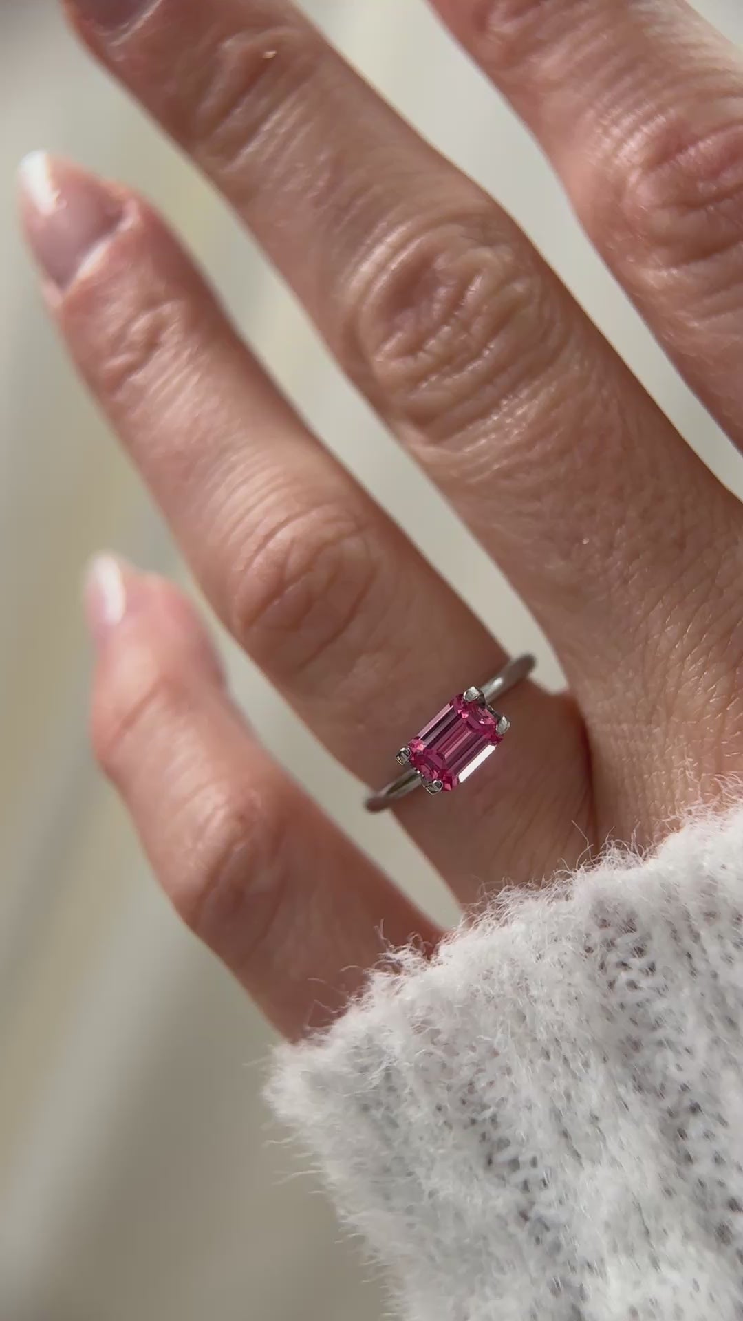 1.02 CT Emerald Cut Hot Pink Spinel