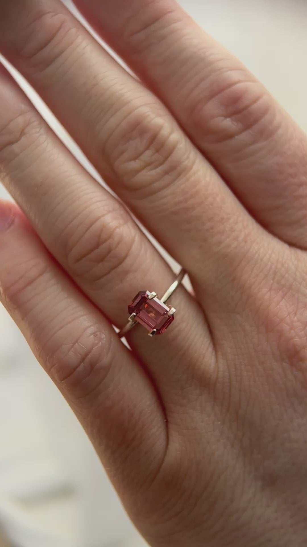 1.43 CT Emerald Cut Deep Coral Sapphire