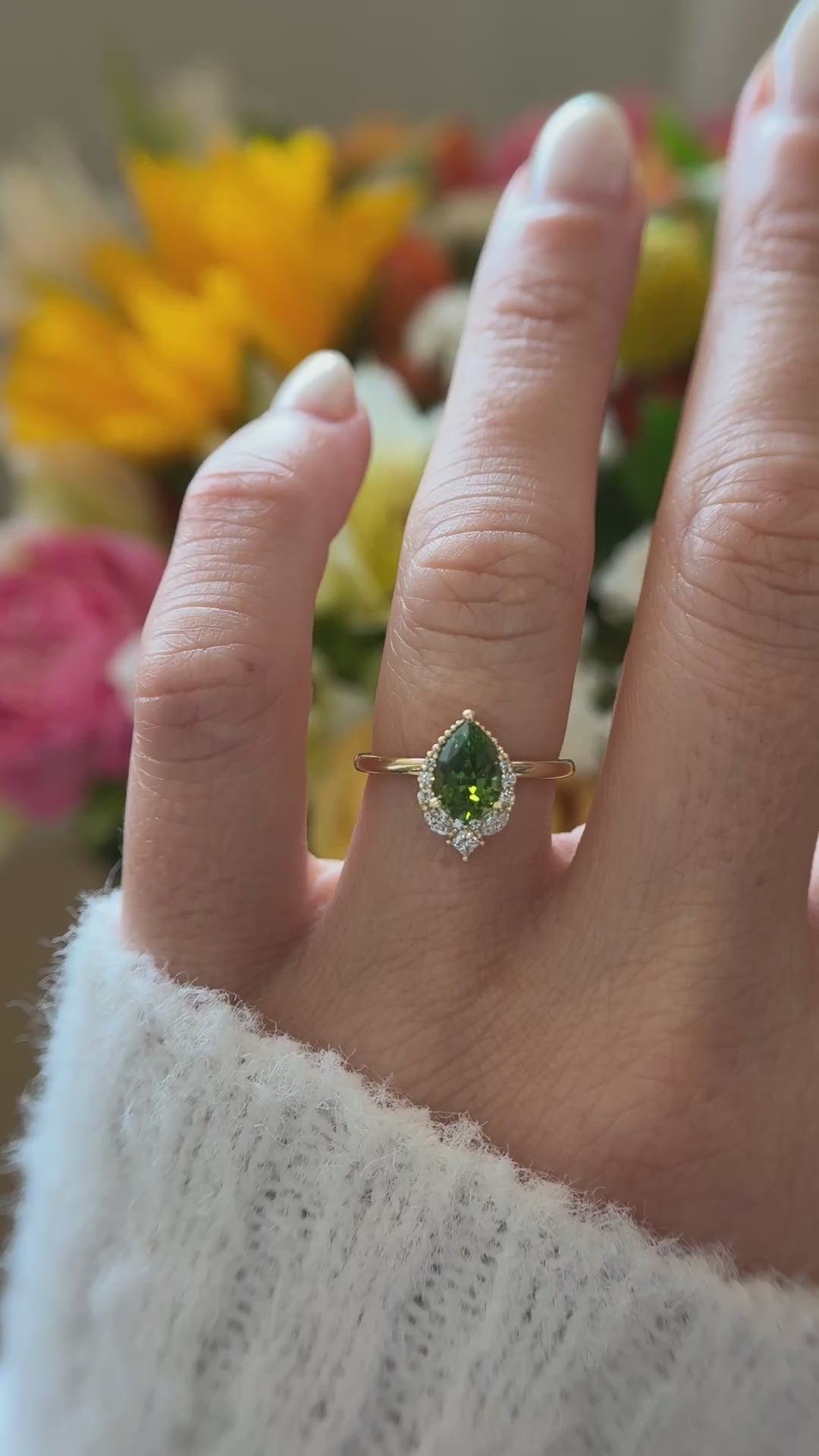 The Charlotte Ring | 1.46 CT Pear Green Tourmaline