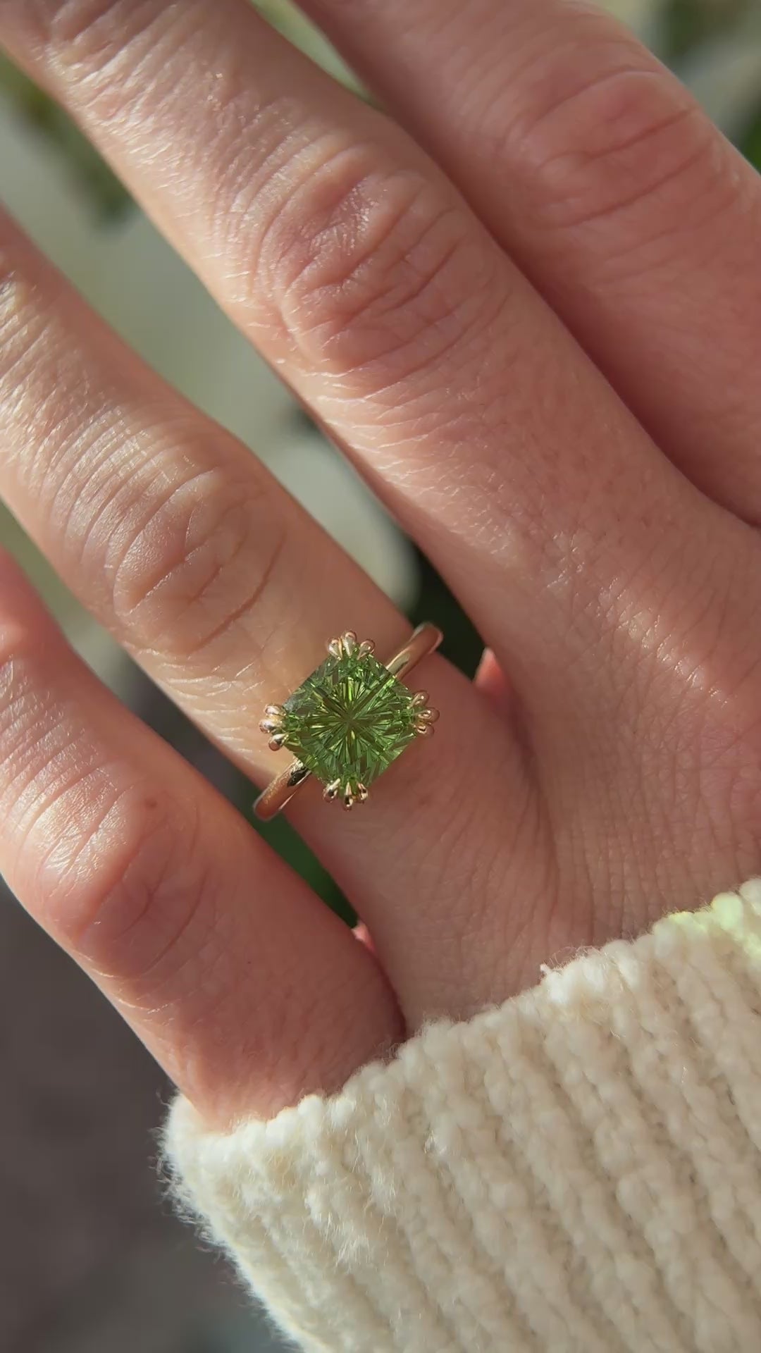 The Thalassa Ring | 4.72 CT Square Starbrite™ Cut Green Tourmaline