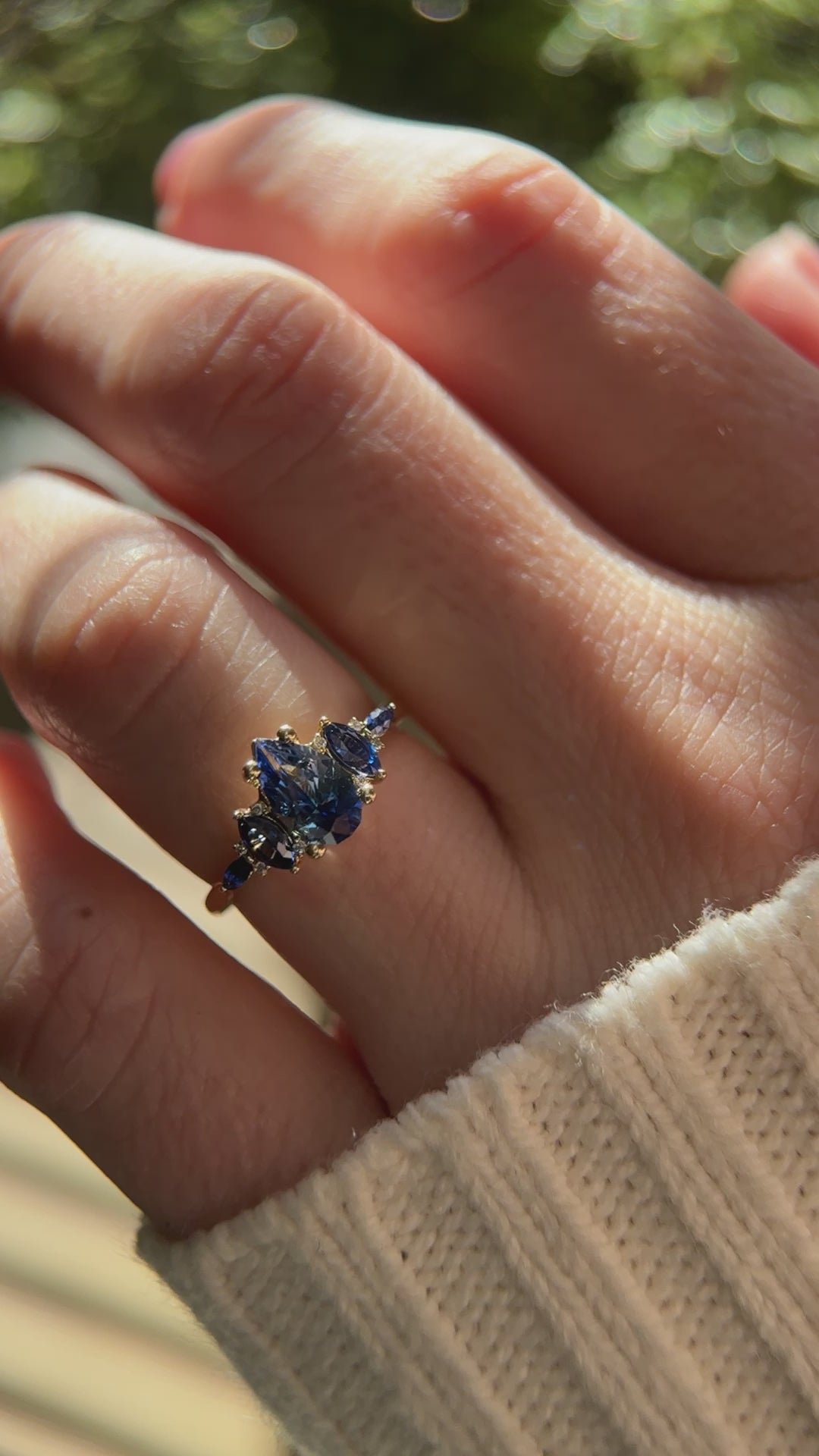The Maeve 1.1 CT Pear Blue Sapphire Ring