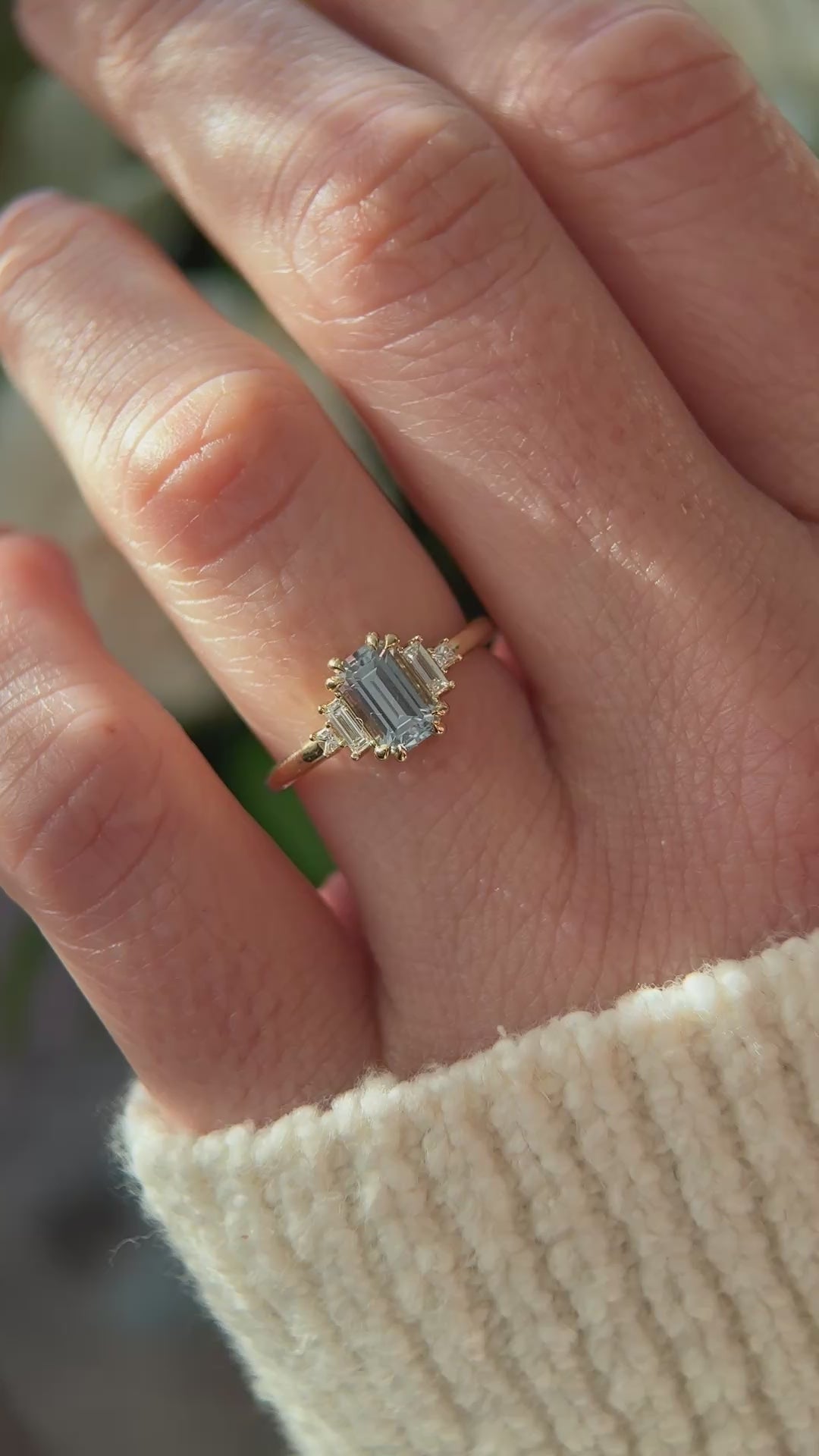 The Mira Ring | 1.22 CT Emerald Cut Pale Blue Sapphire