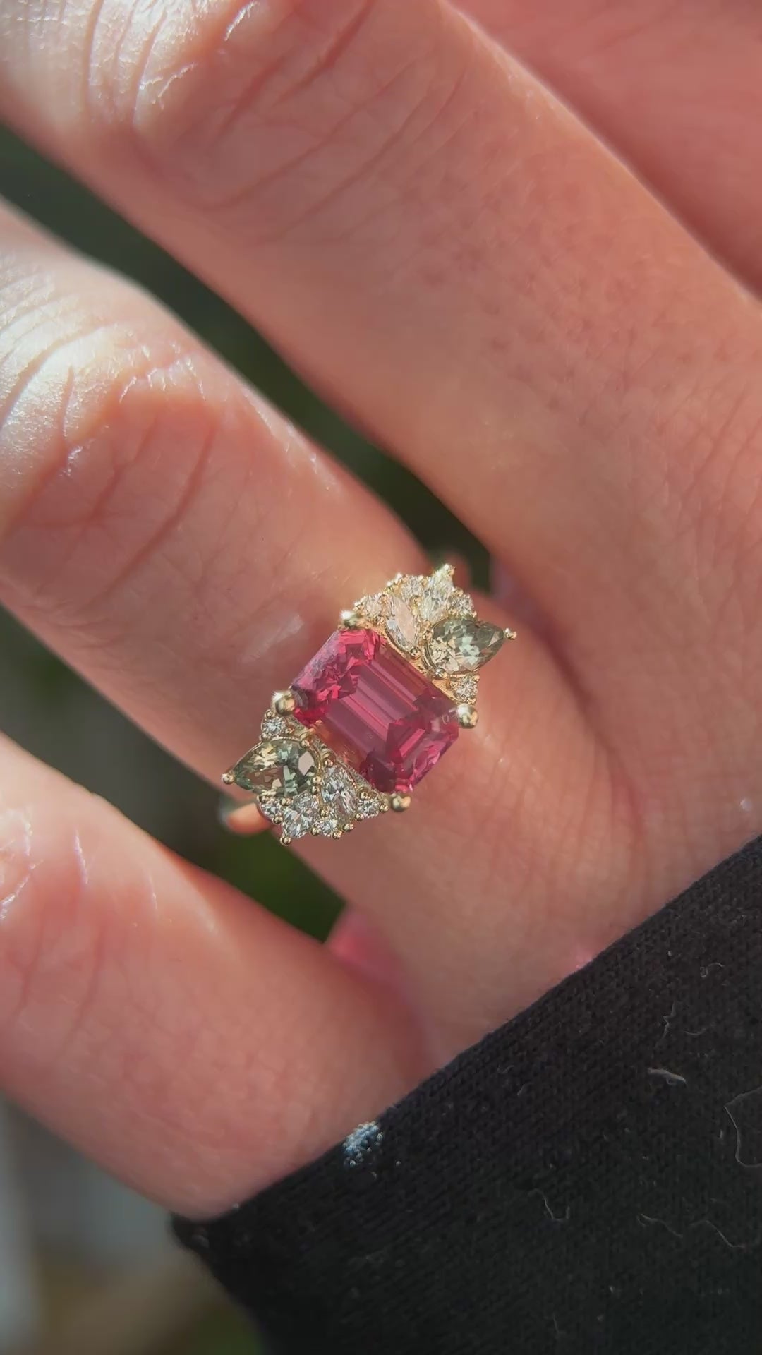 The Fleur Ring | 2 CT Emerald Cut Red Spinel
