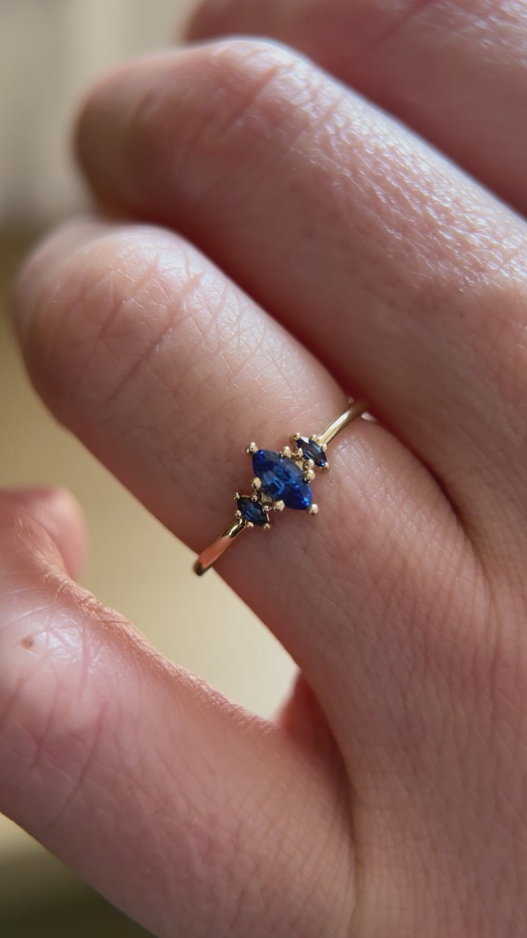The Mini Triple Sapphire Ring - Royal Blue Sapphire