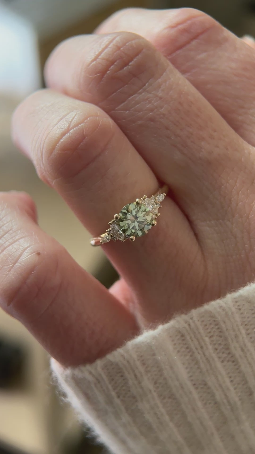 The Maeve 1 CT Round Green Diamond Ring