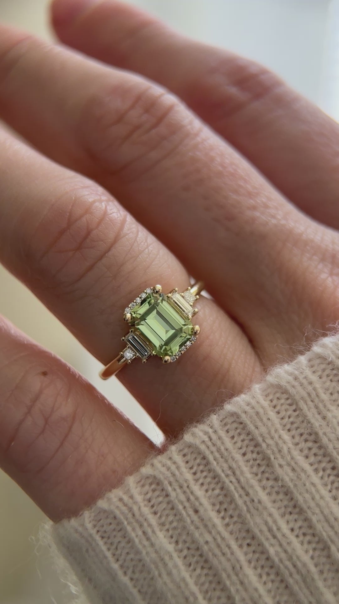 The Sura 1.81 CT Emerald Cut Green Garnet Ring
