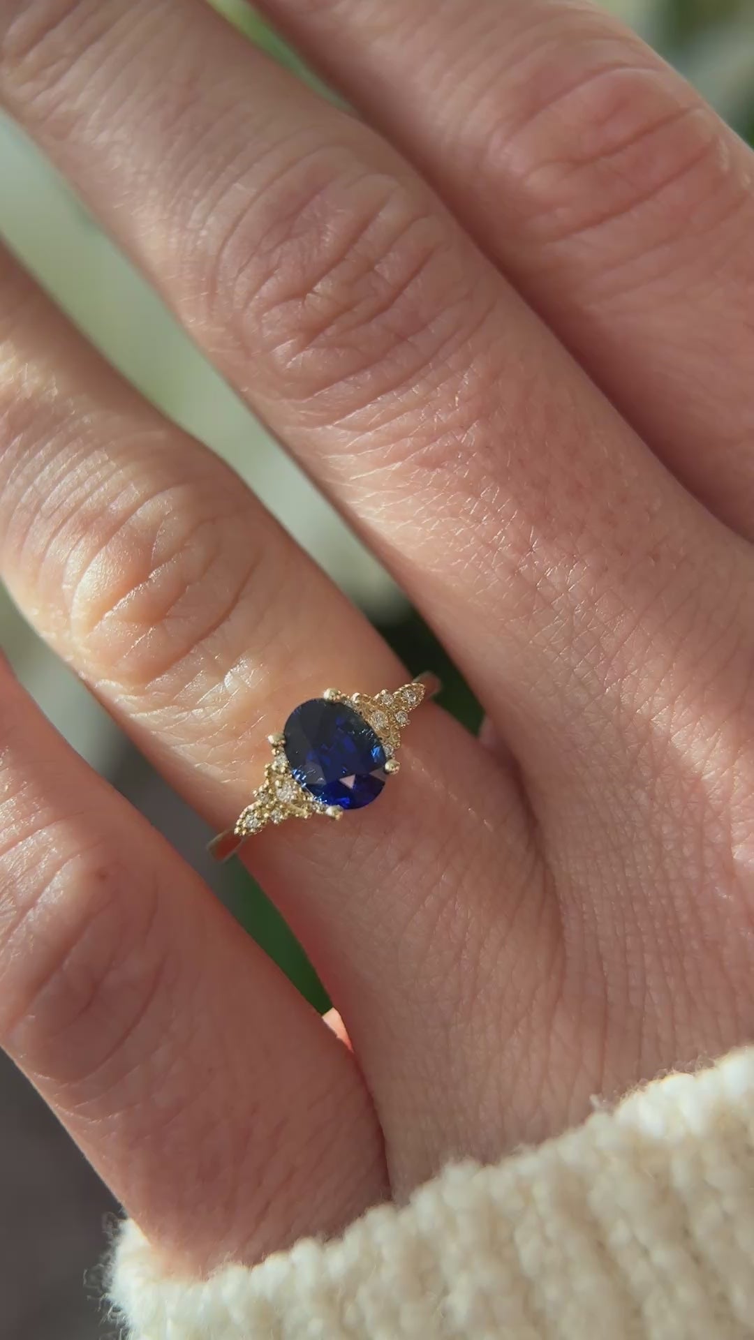 The Art Deco Maeve Ring | 1.29 CT Oval Royal Blue Sapphire