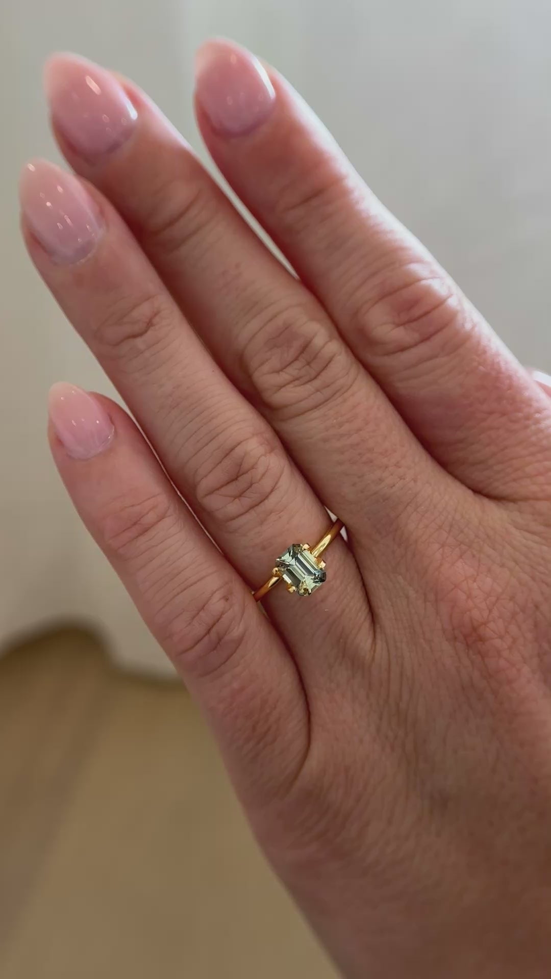 1.19 CT Emerald Cut Bicolor Green Sapphire