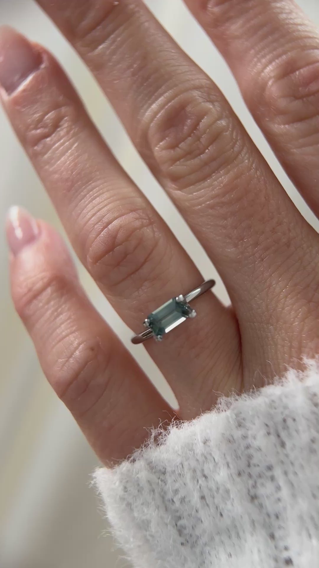 0.78 CT Emerald Cut Teal Sapphire