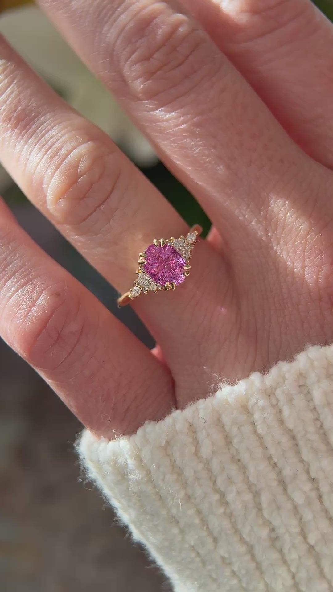 The Maeve Ring | 1.66 CT Oval Hot Pink Fantasy Sapphire