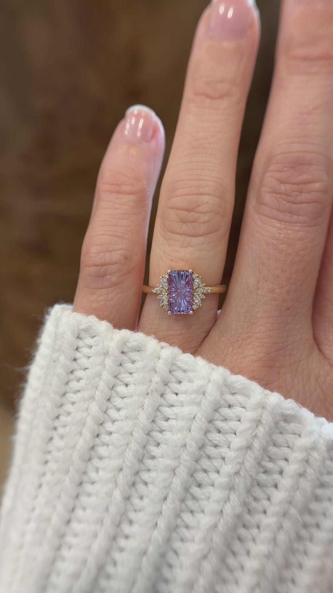 The Reverie Ring | 2.2 CT Rectangular Starbrite™ Purple Sapphire
