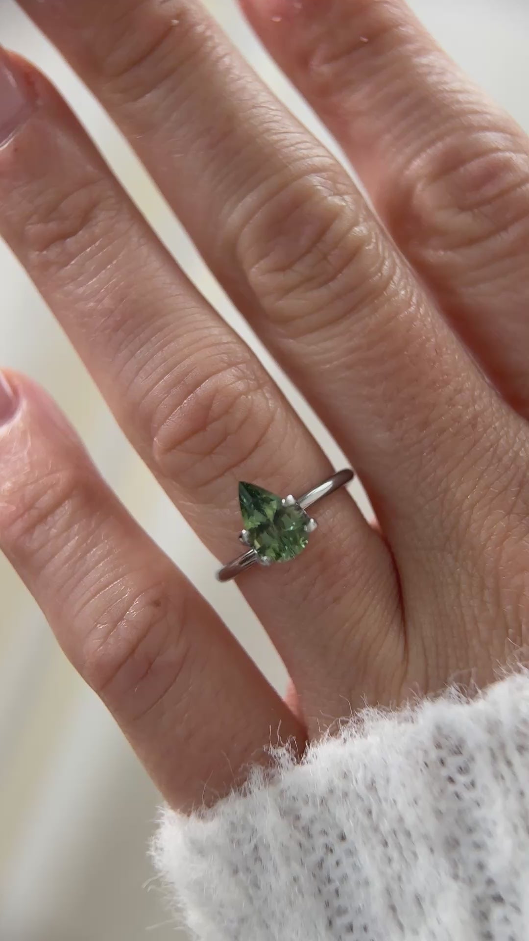 1.56 CT Pear Cut Green Sapphire