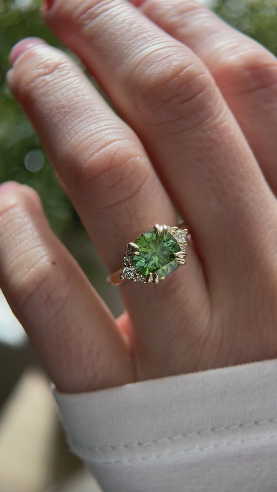 The Paloma 3.1 CT Cushion Green Tourmaline Ring