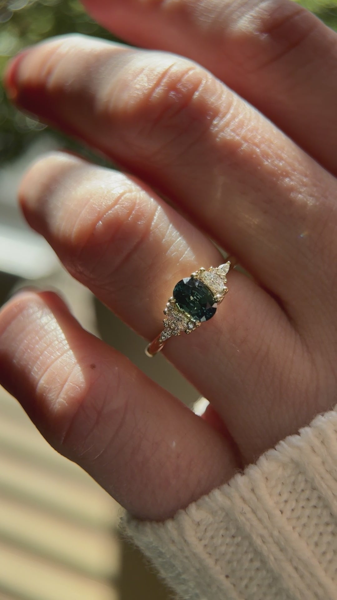The Maeve 1.03 CT Oval Teal Sapphire Ring
